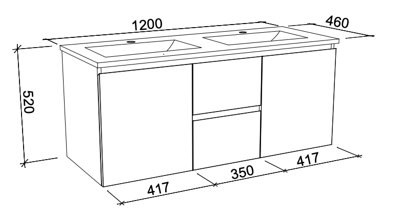 Timberline Nevada Wall Hung Vanity with Silksurface Top & Above Counter Basin