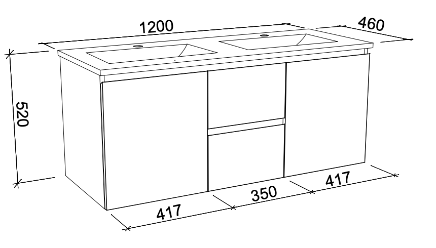 Timberline Nevada Wall Hung Vanity with Regal Acrylic Top