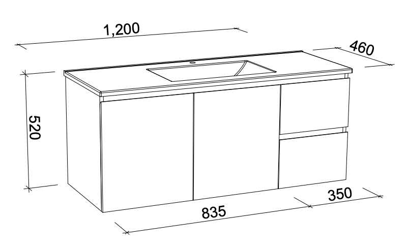 Timberline Nevada Wall Hung Vanity with Regal Acrylic Top