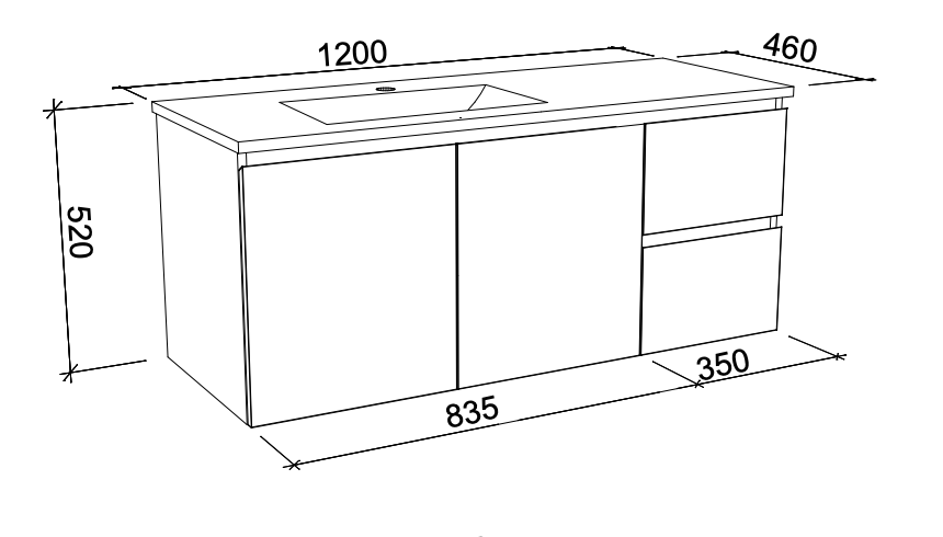 Timberline Nevada Wall Hung Vanity with Regal Acrylic Top