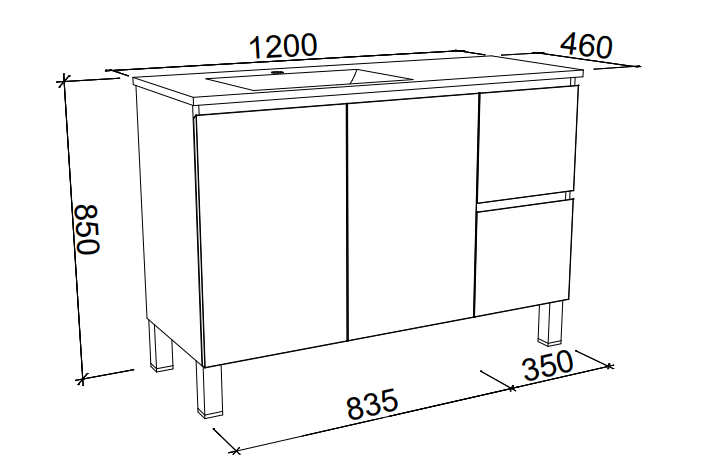 Timberline Nevada Floor Standing Vanity with Above Counter Basin on Legs