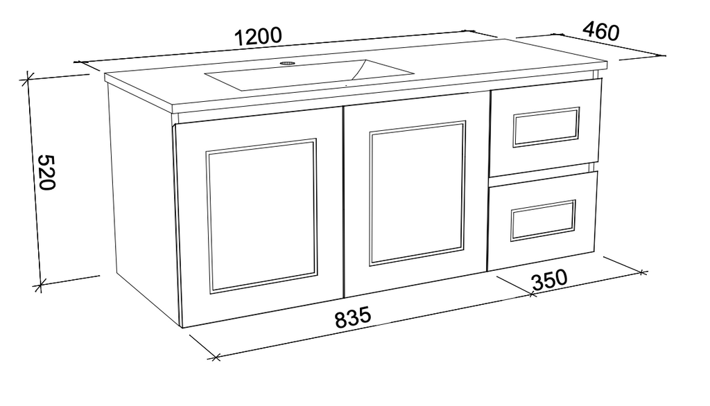 Timberline Nevada Classic Wall Hung Vanity with Silksurface Top and Basin