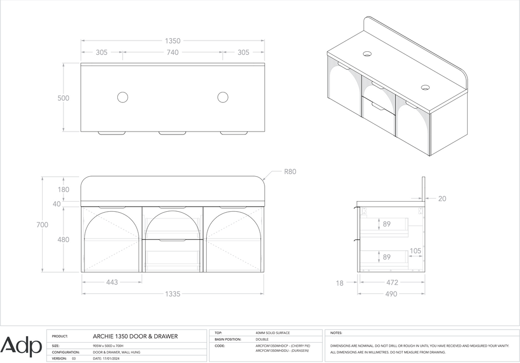 ADP Archie Wall Hung Vanity