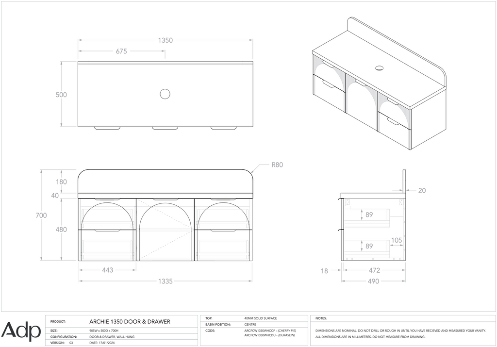 ADP Archie Wall Hung Vanity