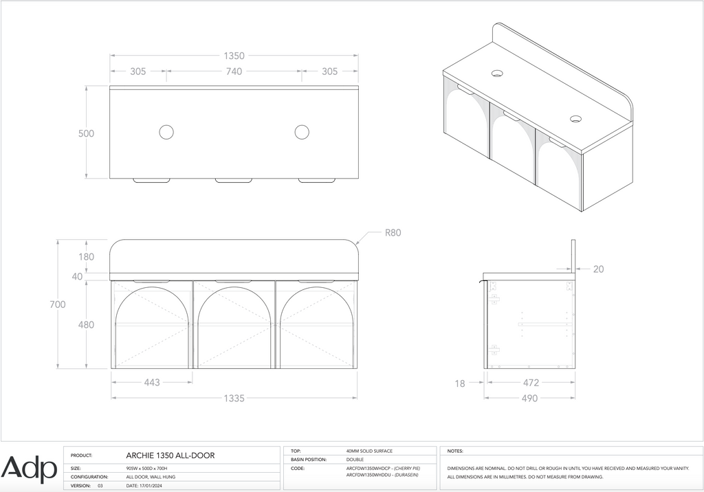 ADP Archie Wall Hung Vanity