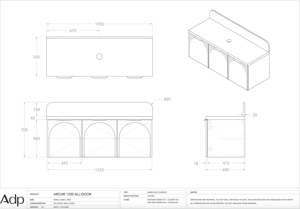 ADP Archie Wall Hung Vanity