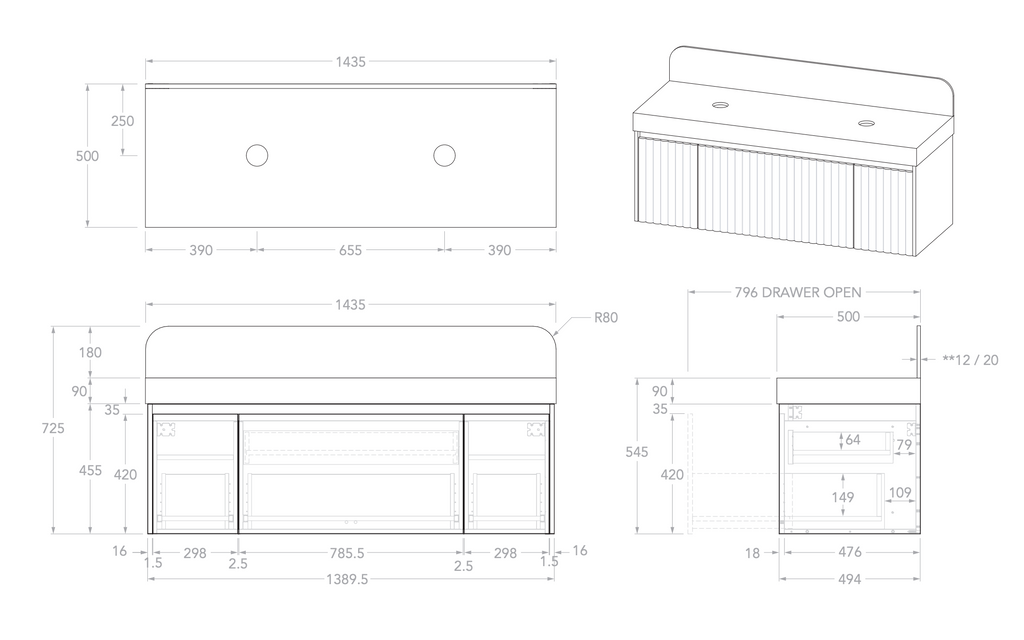 ADP Harper Wall Hung Vanity
