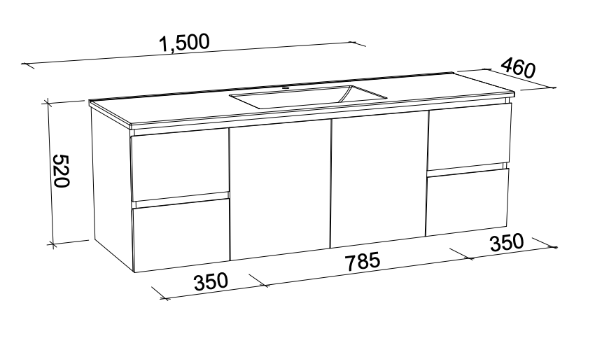 Timberline Nevada Wall Hung Vanity with Regal Acrylic Top