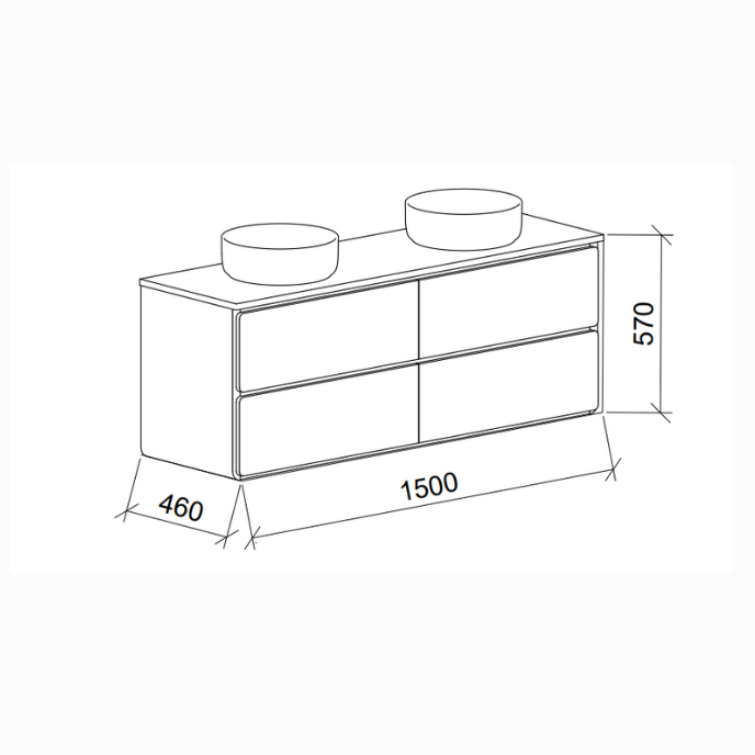 Timberline Colby Wall Hung Vanity With Silk Surface Top and Above Counter Basin