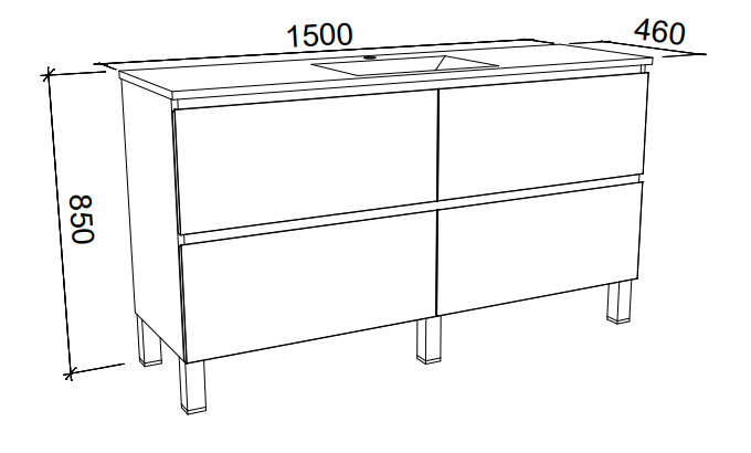 Timberline Nevada Plus Floor Standing Vanity with Above Counter Basin On Legs