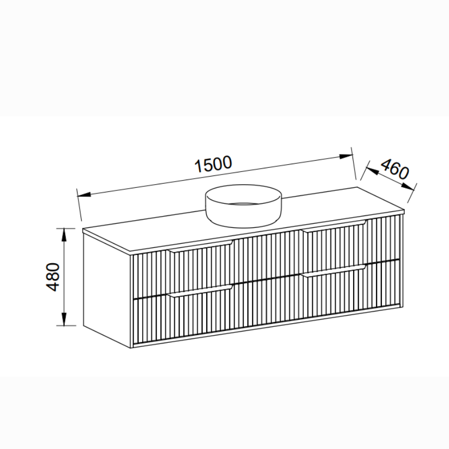 Timberline Emmett Apollo Wall Hung Vanity With Above Counter Basin