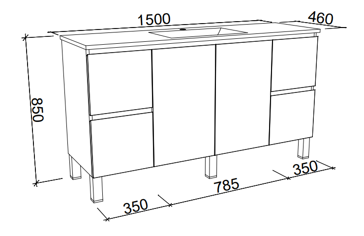 Timberline Nevada Floor Standing Vanity with Above Counter Basin on Legs