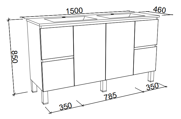 Timberline Nevada Floor Standing Vanity with Above Counter Basin on Legs