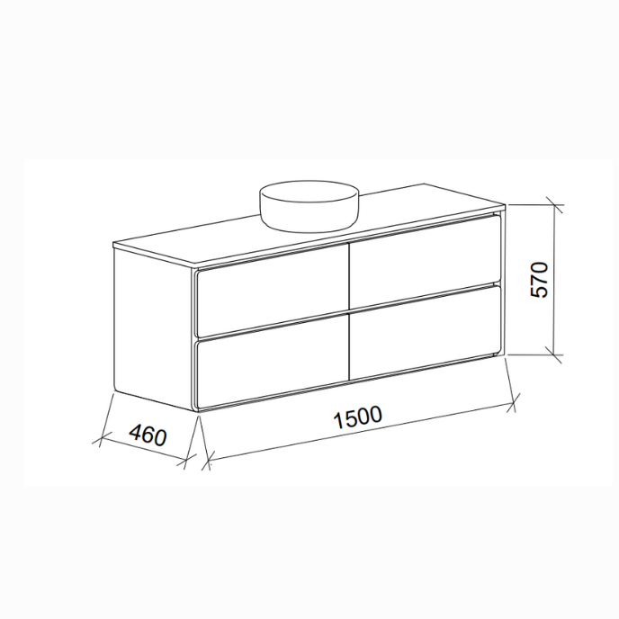 Timberline Colby Wall Hung Vanity With Silk Surface Top and Above Counter Basin