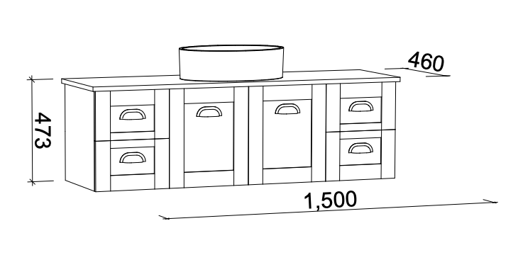 Timberline Victoria Wall Hung Vanity with Silksurface Freedom Top & Basin