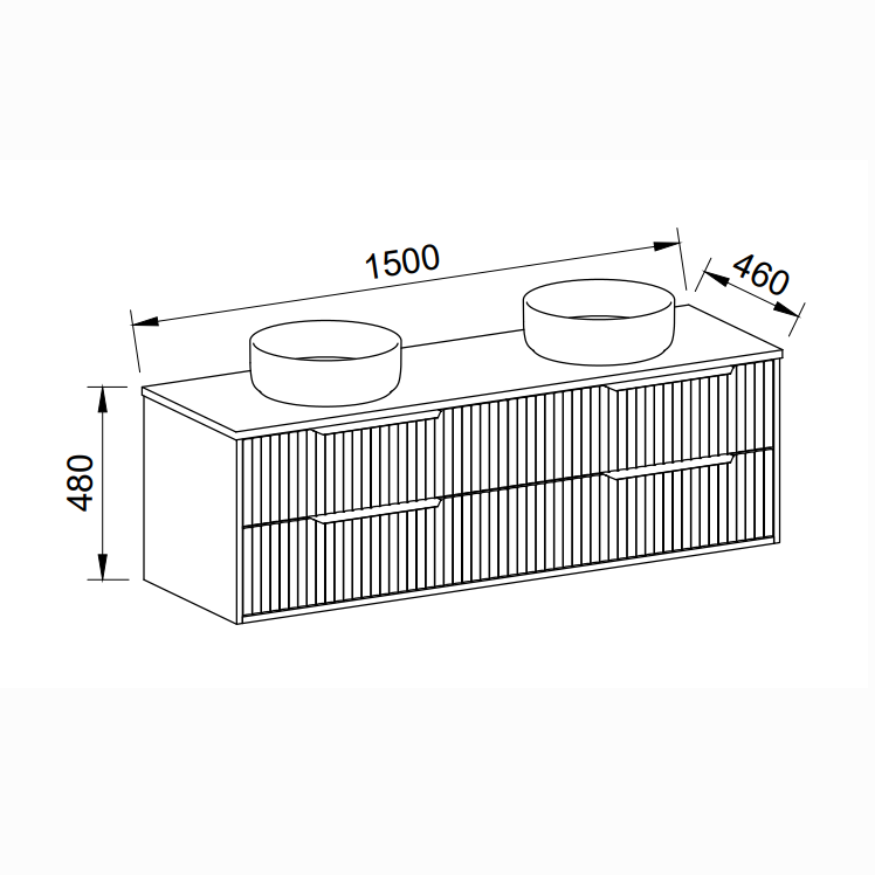 Timberline Emmett Apollo Wall Hung Vanity With Above Counter Basin