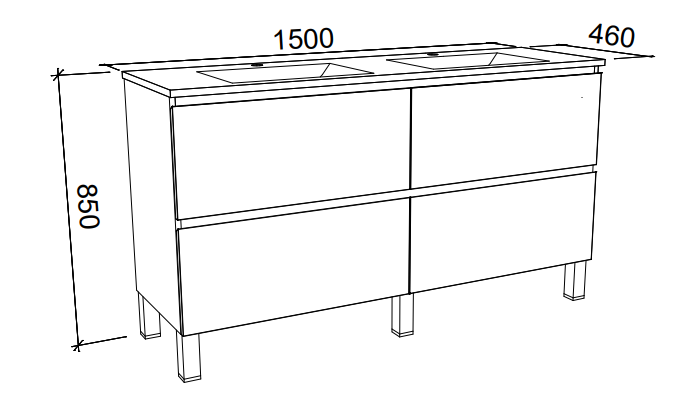 Timberline Nevada Plus Floor Standing Vanity with Above Counter Basin On Legs