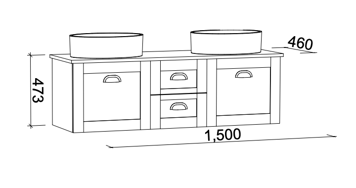 Timberline Victoria Wall Hung Vanity with Silksurface Freedom Top & Basin