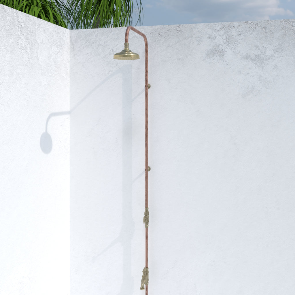 Haven 150mm Brass Copper Outdoor Shower Cold Water Foot Tap