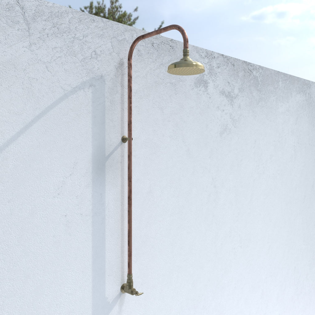 Haven 150mm Brass Copper Outdoor Shower Head Set Cold Water