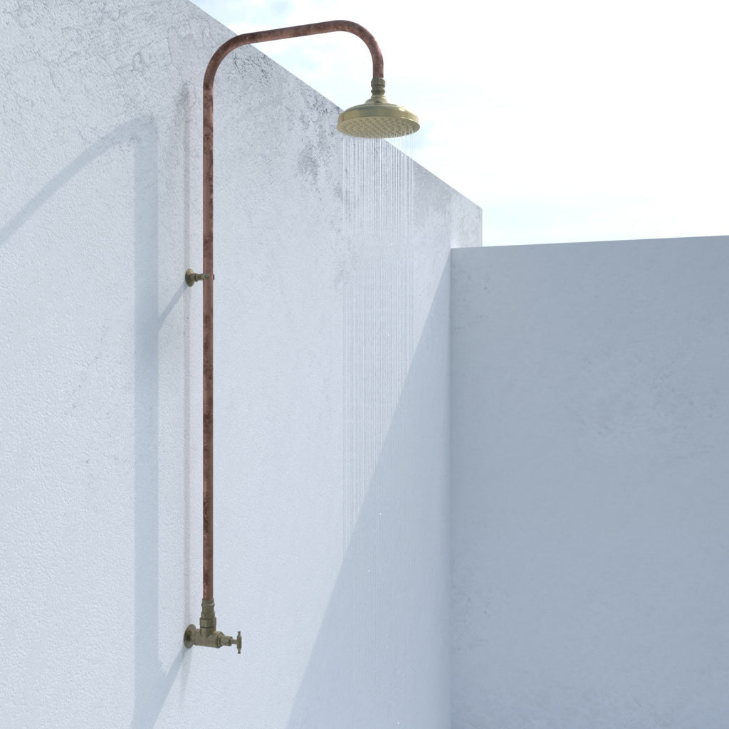 Haven 150mm Brass Copper Outdoor Shower Head Set Cold Water