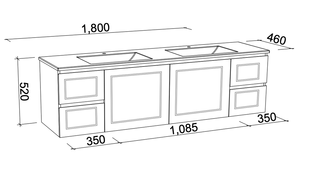 Timberline Nevada Classic Wall Hung Vanity with Silksurface Top and Basin