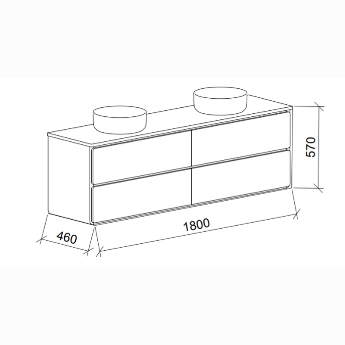 Timberline Colby Wall Hung Vanity With Silk Surface Top and Above Counter Basin