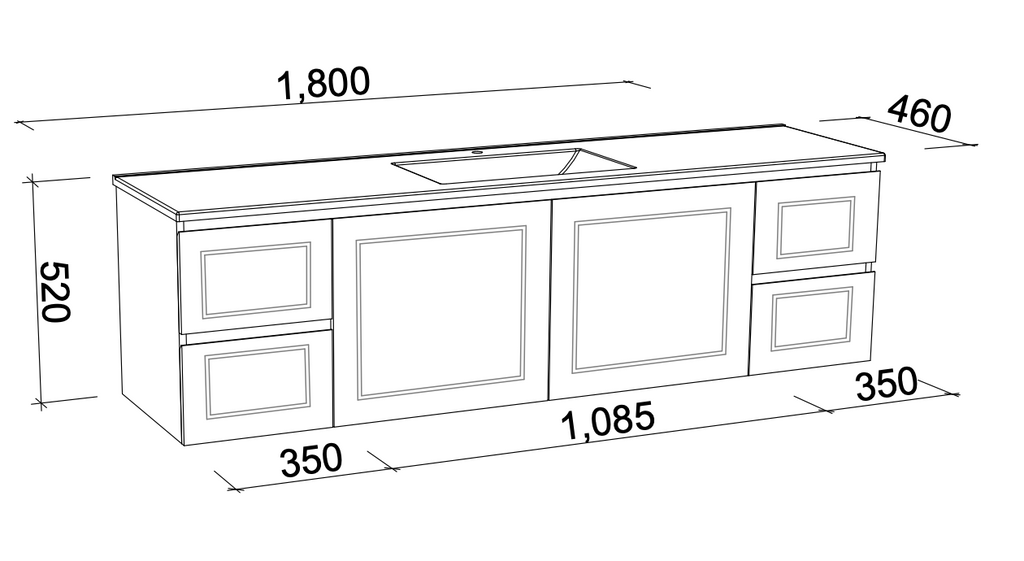 Timberline Nevada Classic Wall Hung Vanity with Silksurface Top and Basin