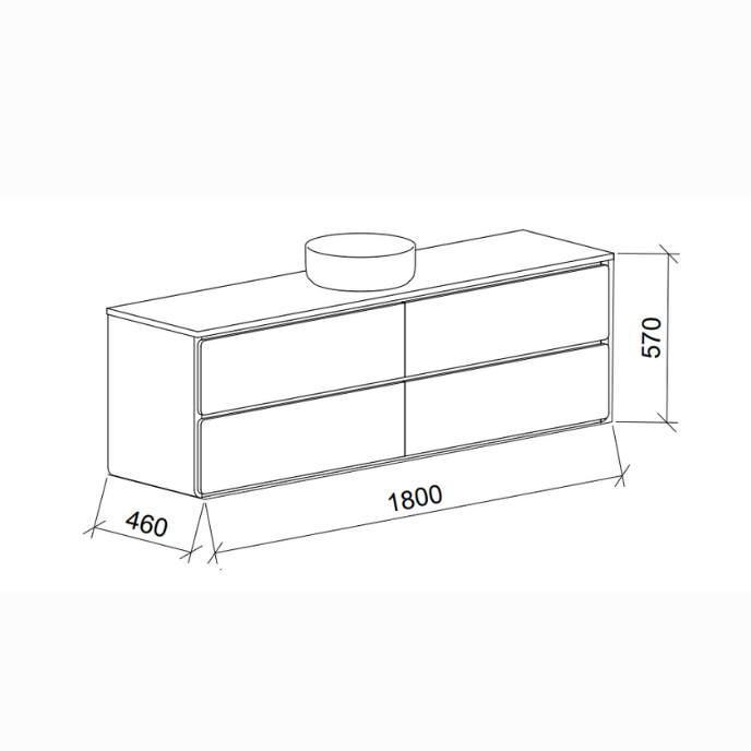 Timberline Colby Wall Hung Vanity With Silk Surface Top and Above Counter Basin