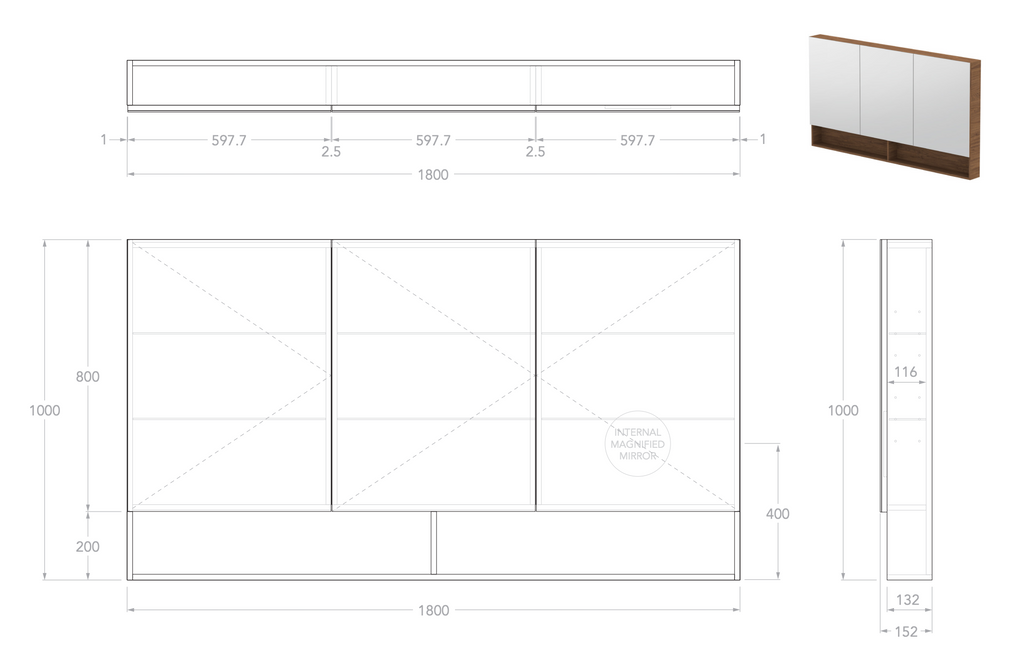 ADP Eli Mirrored Shaving Cabinet