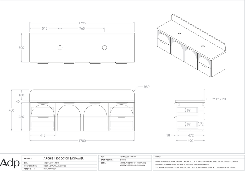 ADP Archie Wall Hung Vanity