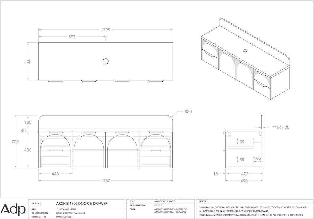 ADP Archie Wall Hung Vanity