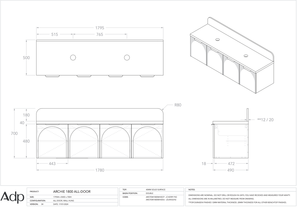 ADP Archie Wall Hung Vanity