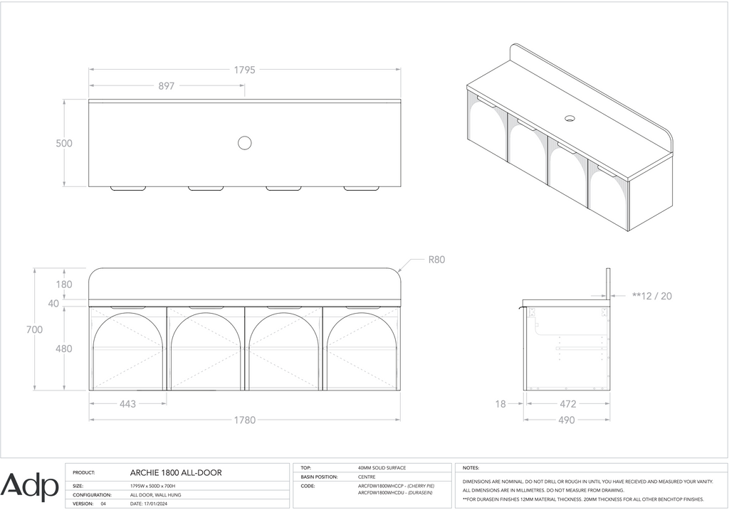 ADP Archie Wall Hung Vanity