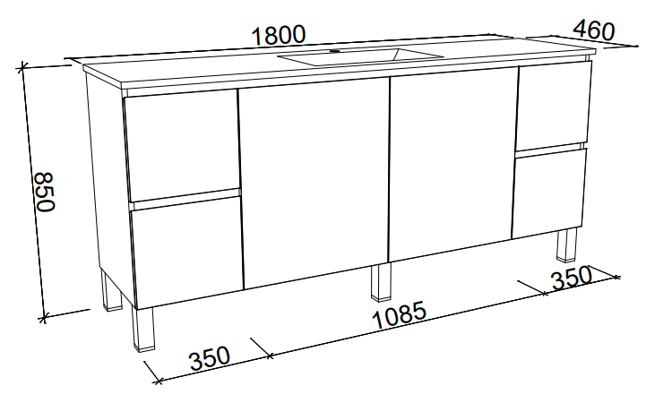 Timberline Nevada Floor Standing Vanity with Above Counter Basin on Legs