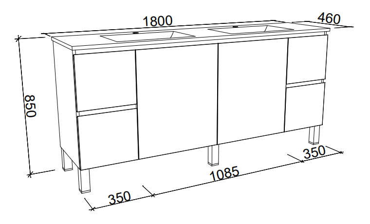 Timberline Nevada Floor Standing Vanity with Above Counter Basin on Legs
