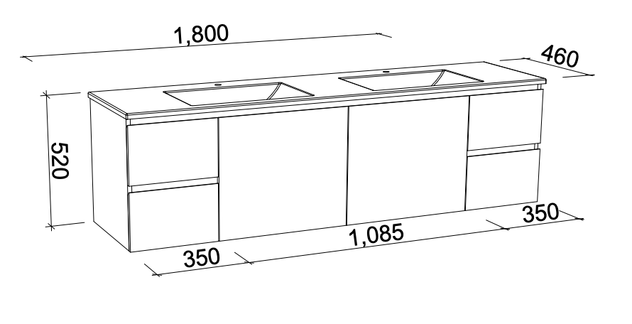 Timberline Nevada Wall Hung Vanity with Regal Acrylic Top