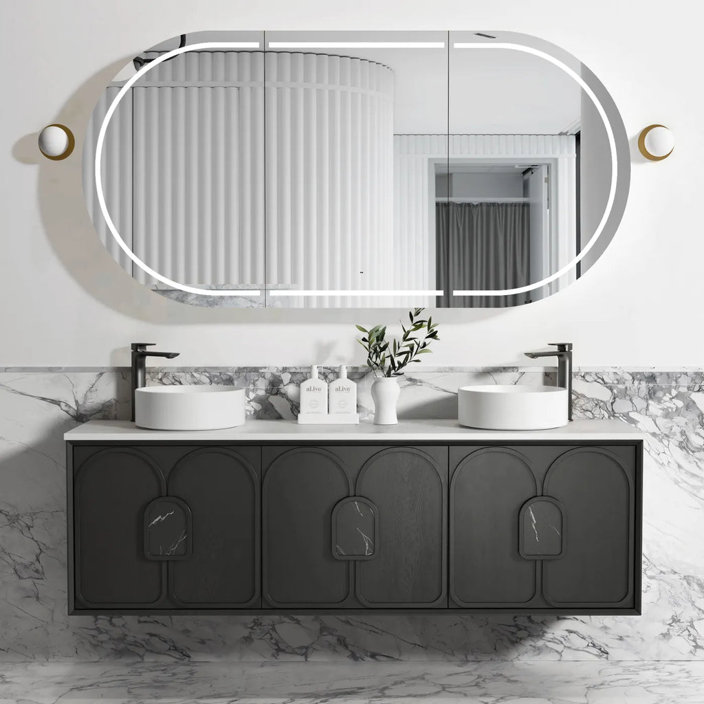 Otti Laguna Wall Hung Vanity - Black Oak