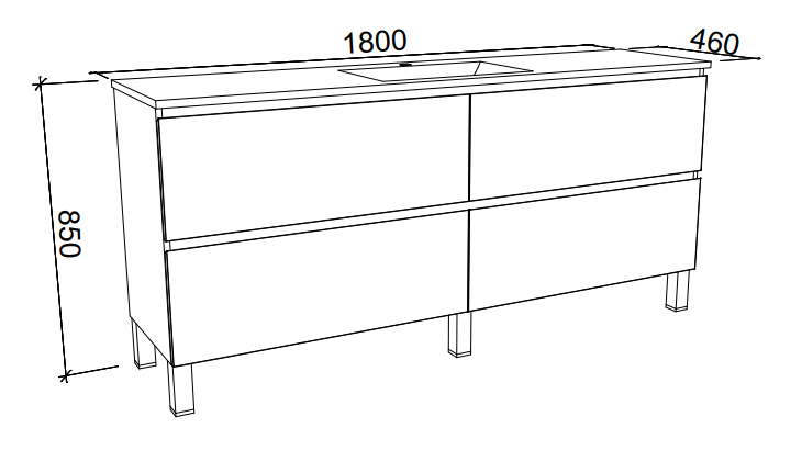 Timberline Nevada Plus Floor Standing Vanity with Above Counter Basin On Legs