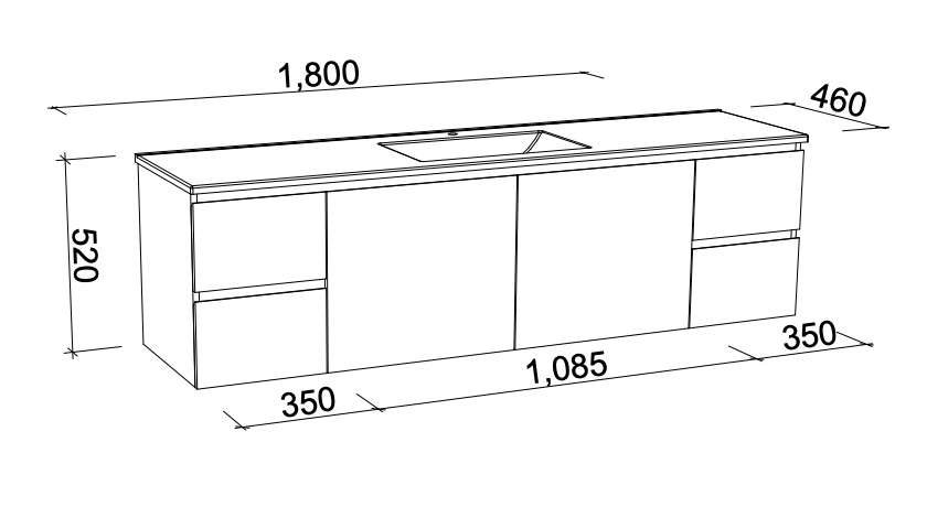 Timberline Nevada Wall Hung Vanity with Regal Acrylic Top