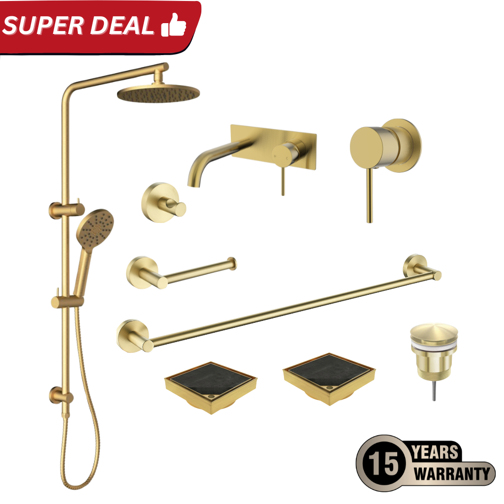 Tapware Shower Complete Bathroom Package Brushed Brass