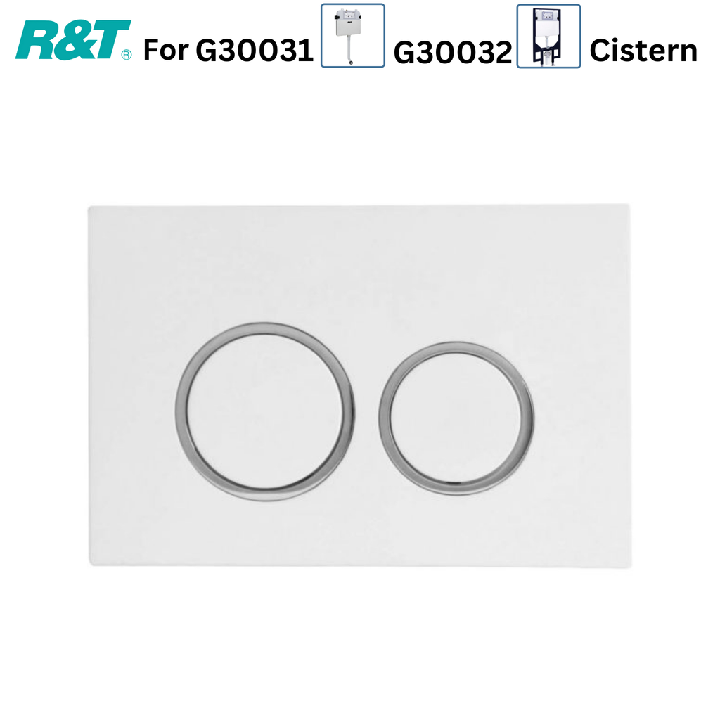 R&T Round Button Flush Plate for In-wall Concealed Cistern Gloss White