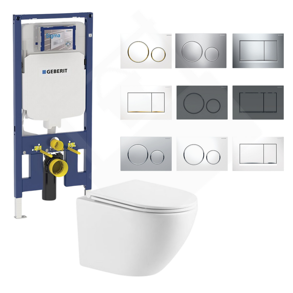 Nortono Wall Hung Toilet Rimless Gloss White Sigma 8 With Flush Button