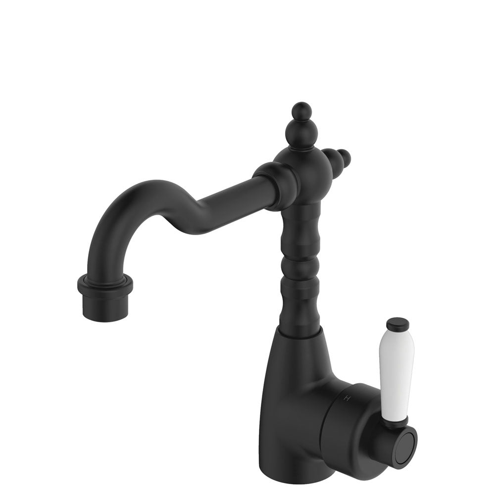 Fienza Eleanor Shepherds Crook Basin Mixer - Matte Black