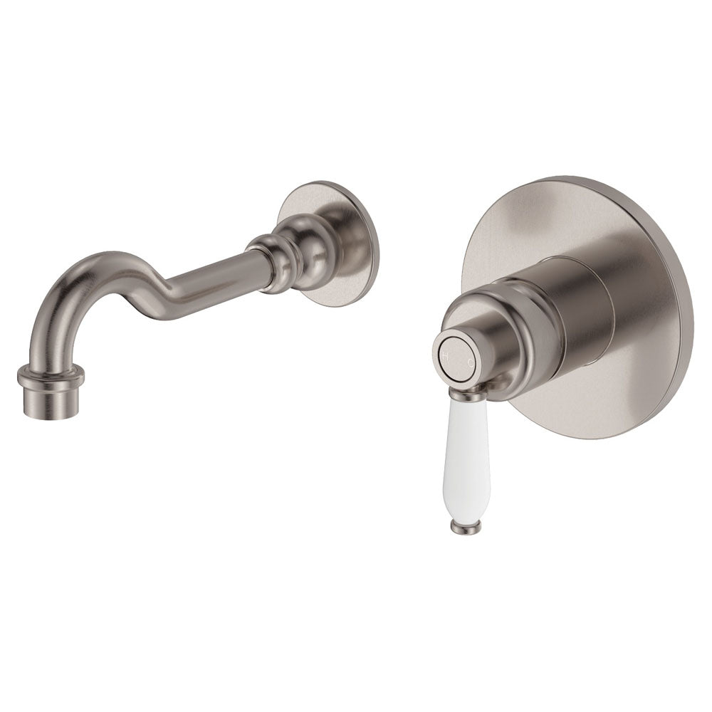 Fienza Eleanor Wall Basin/Bath Mixer Set - Brushed Nickel