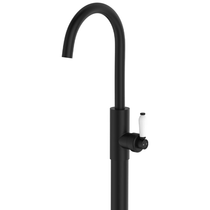 Fienza Eleanor Floor Mounted Basin/Bath Mixer - Matte Black