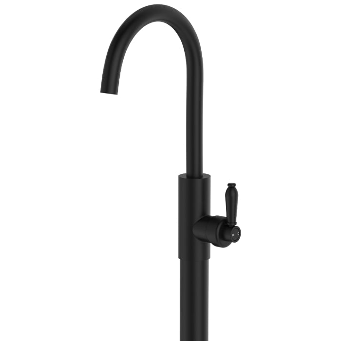 Fienza Eleanor Floor Mounted Basin/Bath Mixer - Matte Black