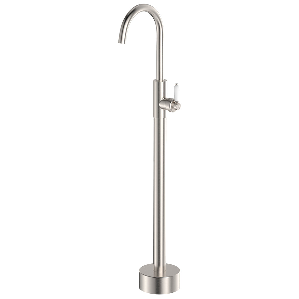 Fienza Eleanor Floor Mounted Basin/Bath Mixer - Brushed Nickel