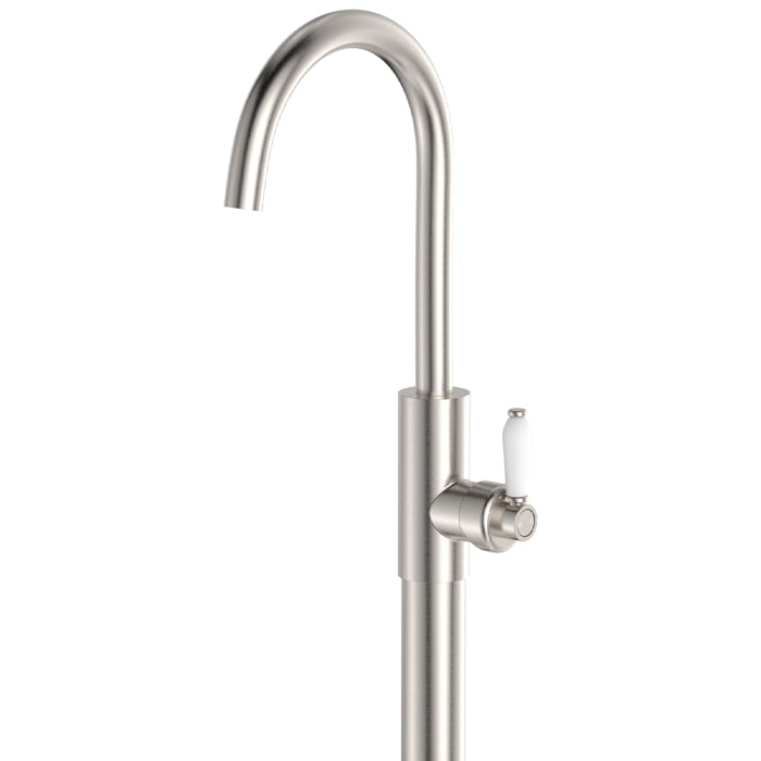 Fienza Eleanor Floor Mounted Basin/Bath Mixer - Brushed Nickel