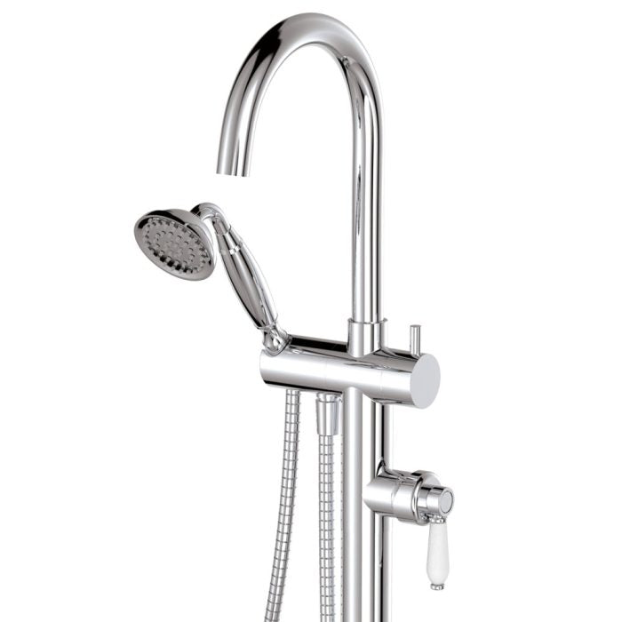 Fienza Eleanor Floor Mixer and Shower - Chrome / Ceramic